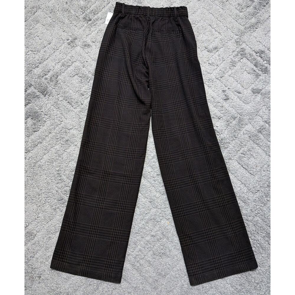 Gap High Rise Wide Leg Pants Black Plaid Womens 4 Long Twill Stretch Trouser NWT - Picture 2 of 10